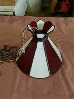 Red and White Stained Glass Hanging Lamp