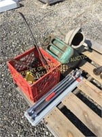 TILE CUTTER, BLUE METAL FUEL CAN, WATERING CAN &