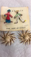 Vintage Made in Jamaica Pin Set and Clip On