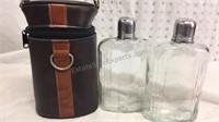 Vintage Flask Carry Bag w/2Glass Flasks