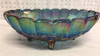 Footed Oval Carnival Glass Dish