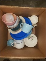Box of dishes.