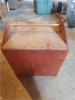 Wooden bin with lid.