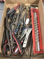 Assorted pliers, tin snips, misc tools