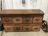 Wood storage cabinet w/drawers, 16 x 46 x 26" tall