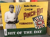 Babe Ruth tin sign, 12.5 x 16