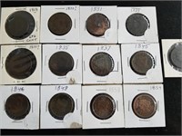 Assortment of 13 Large Cents