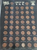Land of U.S.A. Lincoln Cent Display. missing one