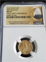 2016 $5 Gold Eagle NGC MS70