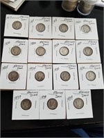 Collection of 15 Assorted Mercury Dimes