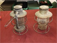 (2) N.Y.C.S. lanterns with clear globes