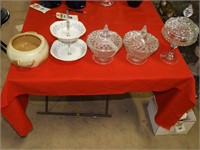 Collectible glass compotes & Frankoma pots