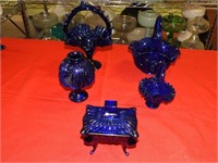 (5) cobalt blue glass pieces