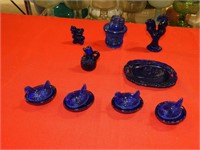 Collectible cobalt blue glassware pieces