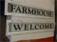 (2) framed glass signs, Welcome & farm house