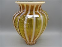 Fenton 9" Feather vase Amber opal stripe