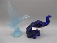 Fenton cobalt elephant & flying goose