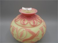 Fenton burmese 6 x 7" cameo Gazelle vase by