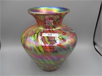 Fenton Dave Fetty  MASSIVE irid mosaic vase.