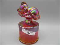 Fenton red carnival Cat on font. RARE