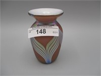 Carlson glass 3" miniature pulled feather vase