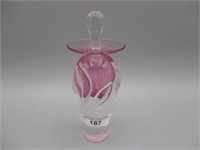 Art Glass Perfume bottle w/ applied leaves