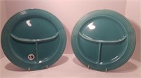 2 FIESTAWARE TURQUOISE DIVIDED PLATES