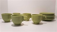 FIESTAWARE CHARTREUSE 5 CUPS & 7 SAUCERS