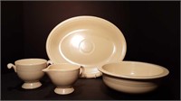 FIESTAWARE IVORY PLATTER + BOWL + CREAM & SUGAR