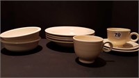 FIESTAWARE IVORY 2 CUPS & SAUCERS + 4 SHALLOW