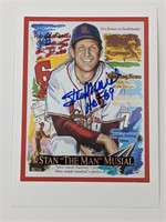 Stan Musial Blue Ink Signed 6x8.5 Postcard