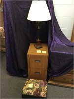 File Cabinet, Lamp and Stool