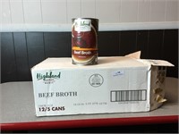 Highland Market Beef Broth- 10- 49oz Cans in Date