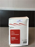 Sealed Box of 500 Wrapped Jumbo Straws
