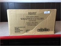 Case of 1,000 White Wrapped Soup Spoons