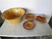 Wood Bowl & Plates 14"D