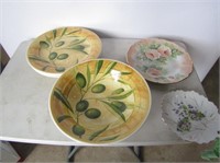 Hand Painted Plate & Misc. Platters, Bowl