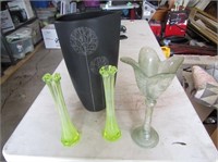 Vaseline Glass & Art Glass Vases