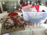 Christmas Decorations, Teapot, Butter Dish, Etc