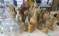 Quantity Excavated Bottles, & Crown Jars, Tote