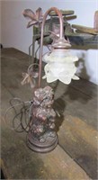 Metal Lamp With Dog Base 19"T