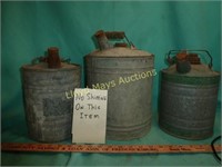 3pc Vintage Galvamized Kerosene Cans