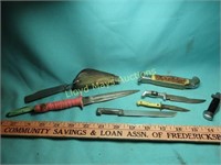 9pc Vintage Folding Knives / Dagger / Novelty