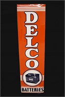 1955 Delco Batteries SS Tin Sign New Old Stock Nev