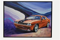Framed and Numbered Canvas Print Dodge Challenger
