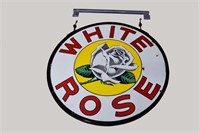 White Rose Double Sided Porcelain Sign with Outer
