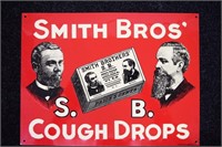 Smith Bros Cough Drops Embossed SS Tin Sign in