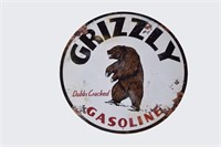 Grizzly Gasoline SS Steel Sign 42" Diameter Repro