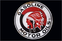 Red Indian Gasoline Motor Oils SS Steel Sign 42"