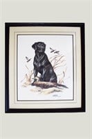 Framed Matted and Numbered Black Labrador Print Ti